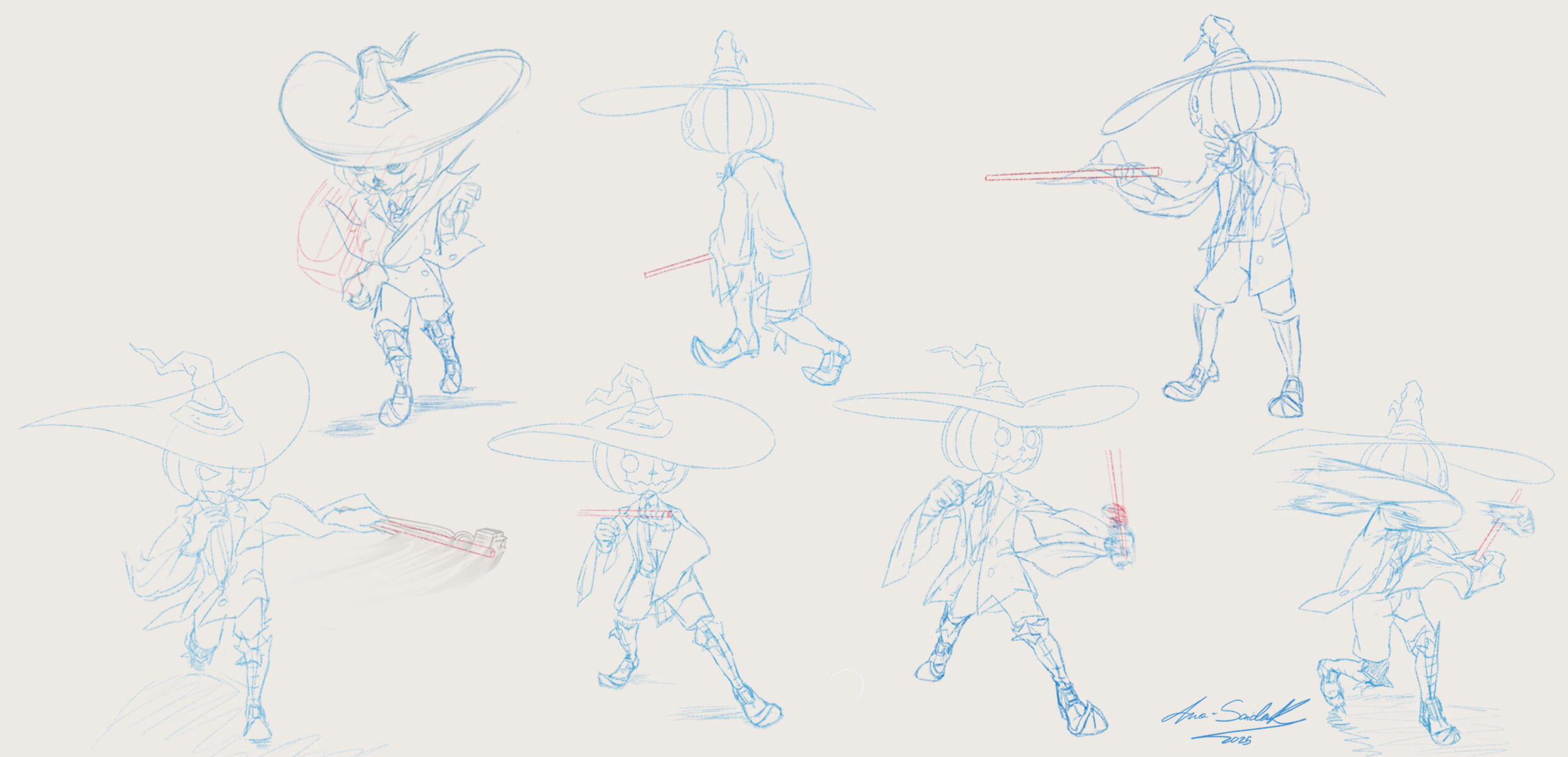 Les croquis des poses de combat de Stan
